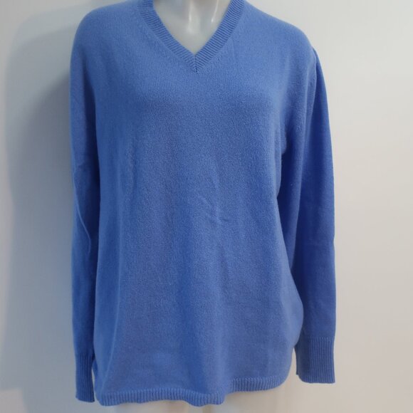 Mens Ravissante St. Tropez Periwinkle Blue Cashmere V-Neck Pullover Sweater M - Picture 4 of 9